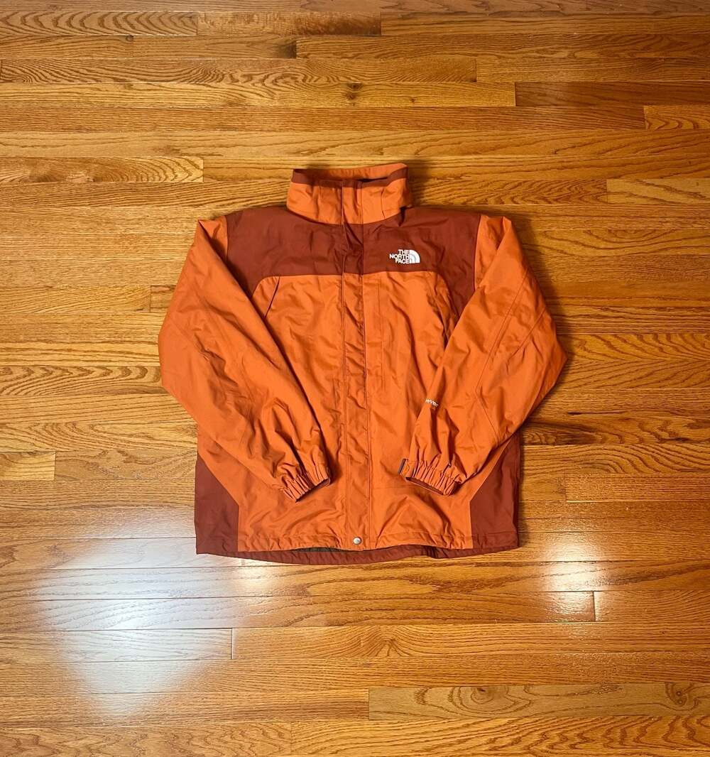 The North Face HyVent Men's Size XL Two-Tone Orange and Brown Waterproof Jacket